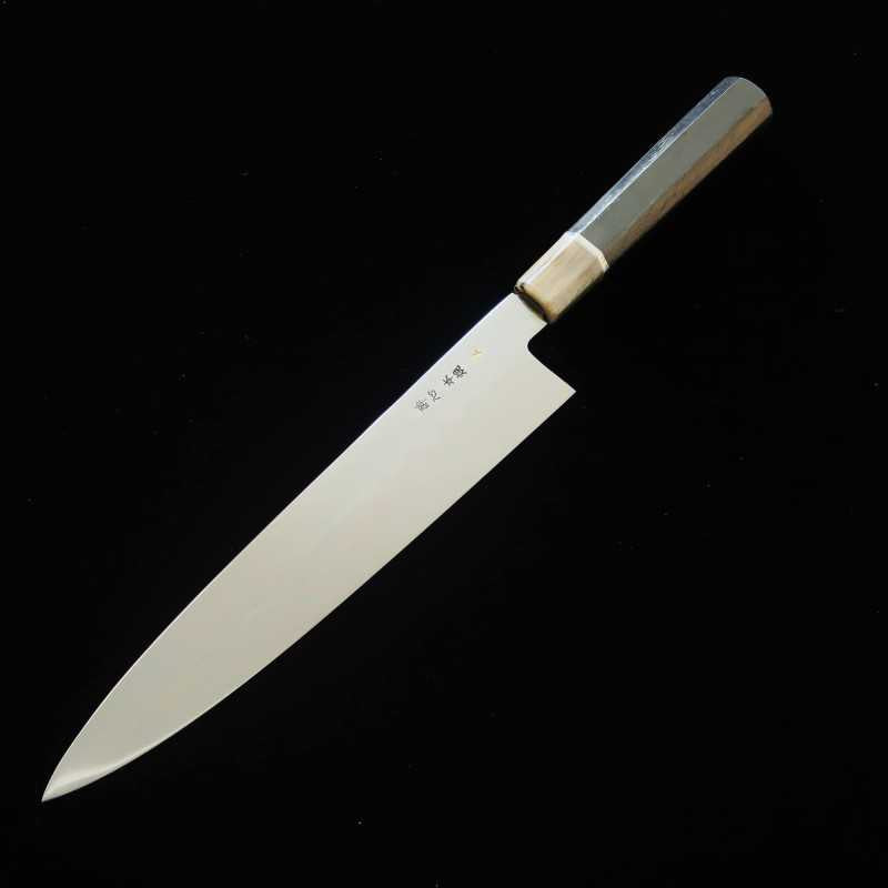 Gyuto Honyaki aço Shirogami SUISIN acabamento espelhado Cabo em ébano (270mm)