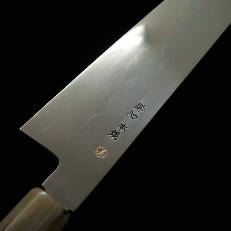 Gyuto Honyaki aço Shirogami SUISIN acabamento espelhado Cabo em ébano (270mm)