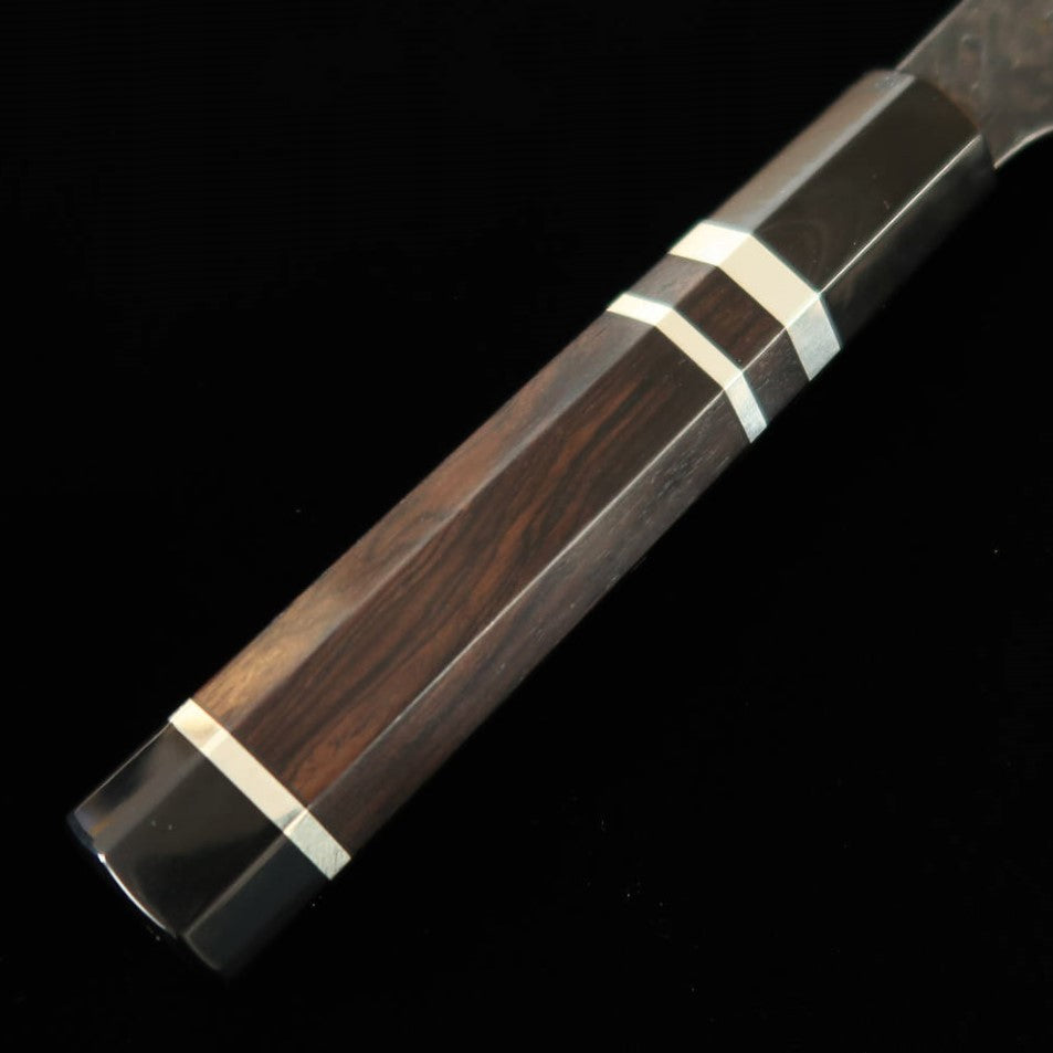 Kisuke KISUKE Enn forja de cuchillos Manaka Santoku Aogami nº1 acabado martillado damasco Kasumi auténtico mango de ébano con anillo de plata (160 mm)