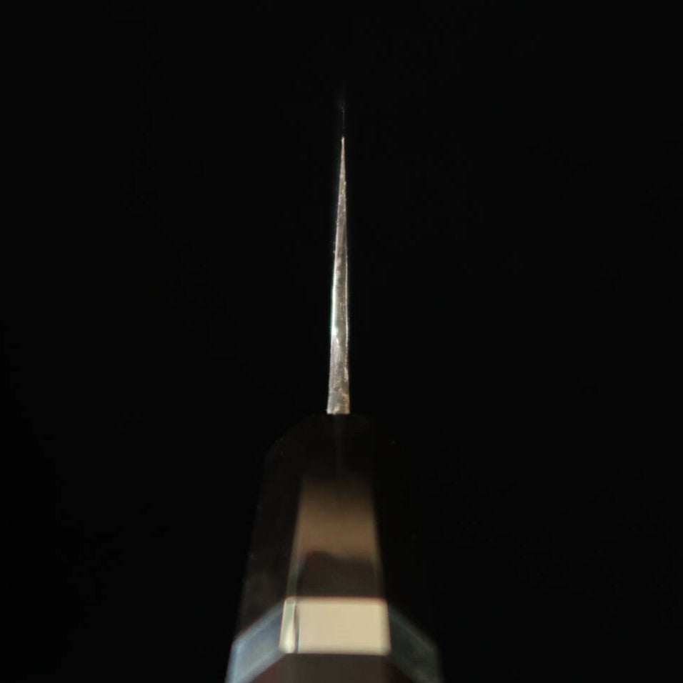 Kisuke KISUKE Enn forja de cuchillos Manaka Santoku Aogami nº1 acabado martillado damasco Kasumi auténtico mango de ébano con anillo de plata (160 mm)