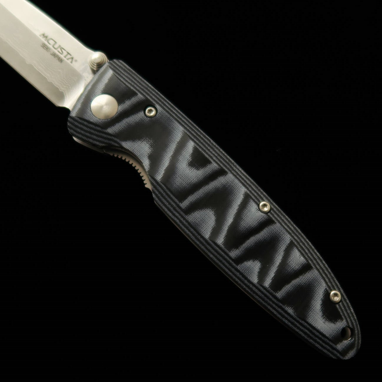 Navaja plegable MCUSTA Classic Wave Damasco Micarta azul MC-0010D (85mm)