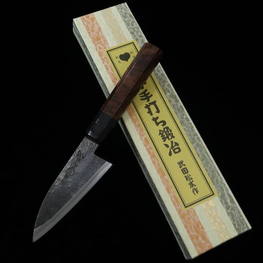 TAKEDA Hamono – Couteau Ko-Deba forgé à la main à Bitchū – Acier Hitachi Aogami Super (90–110 mm)