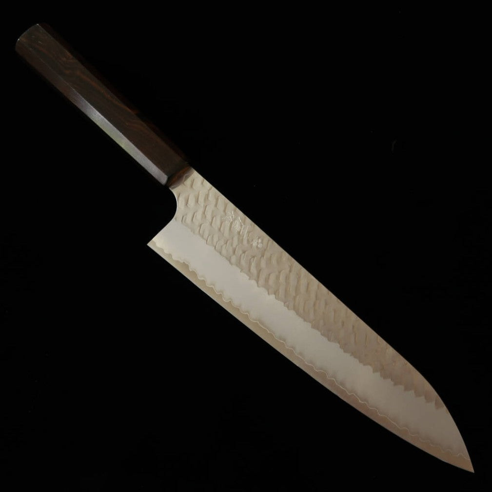 二唐刃物　槌目　研き　sg2 切付け牛刀　240mm 二唐刃物鍛造所 NIGARA SG2 磨き槌目 牛刀 黒檀一体型柄 (210mm