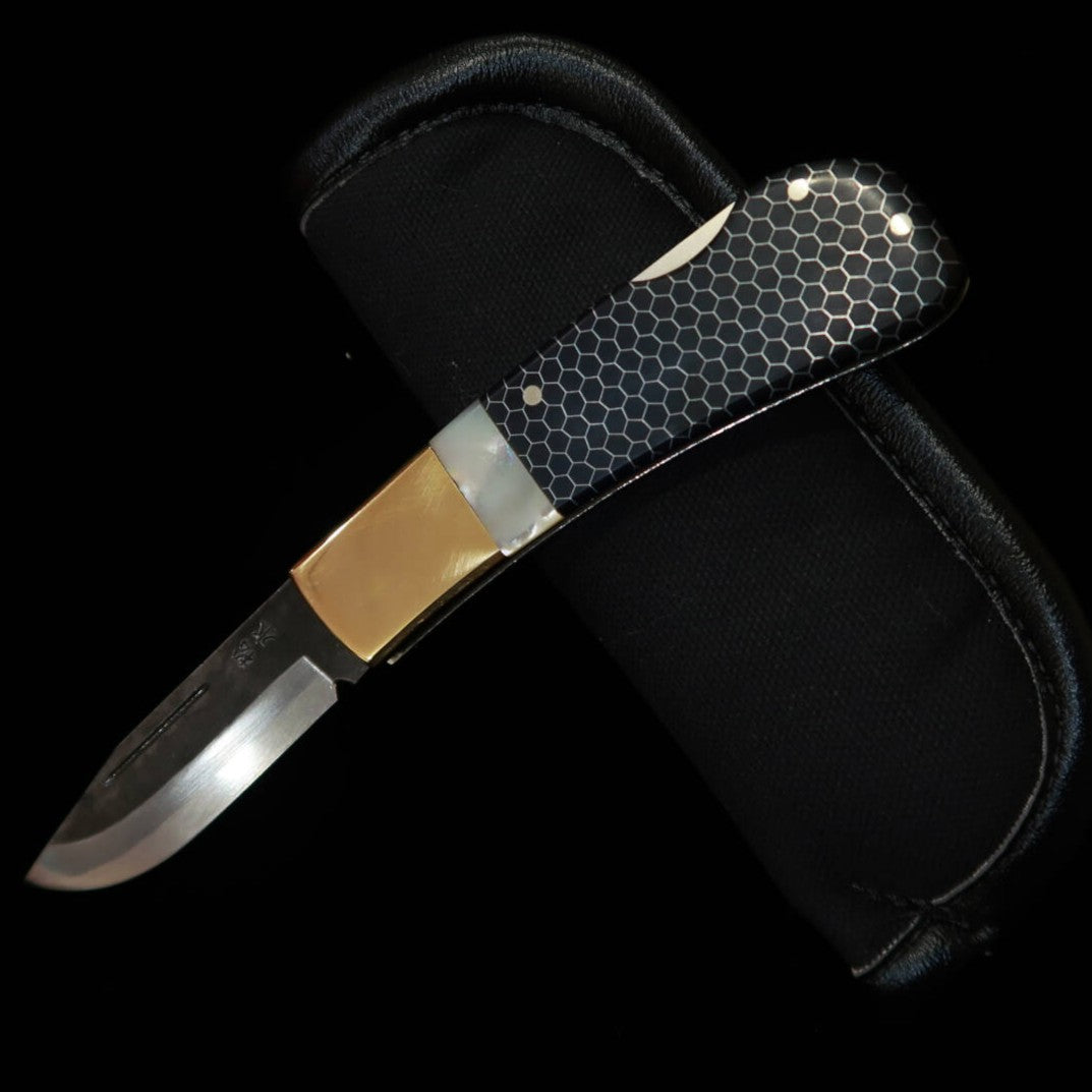 TAKEDA Cutelaria Forjado à Mão Bitchu Inagaki Fumio Faca Dobrável Back Lock Pérola/Favo de Mel