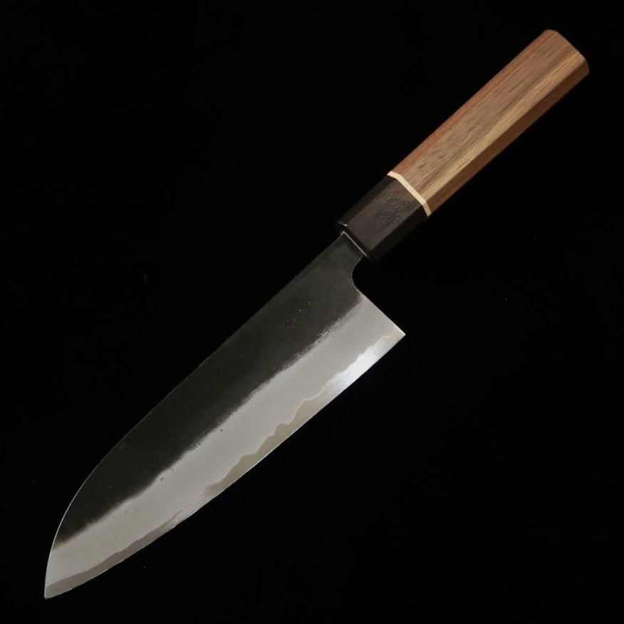 Santoku MIURA Murame, aço azul #2, acabamento kuro-uchi, cabo octogonal de noz (165mm)