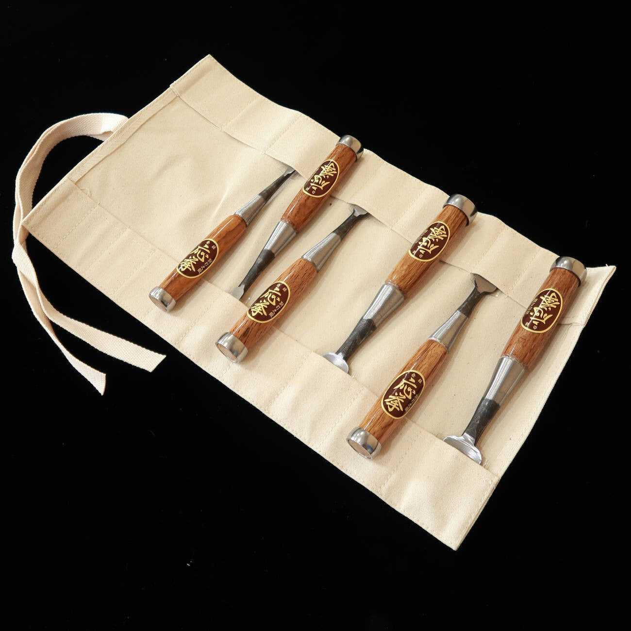 AMENOMA Oken Oire Nomi Ouchi Chisels with Red Oak Handle, 6-Piece Set (6, 9, 12, 18, 24, 30mm) in Canvas Roll