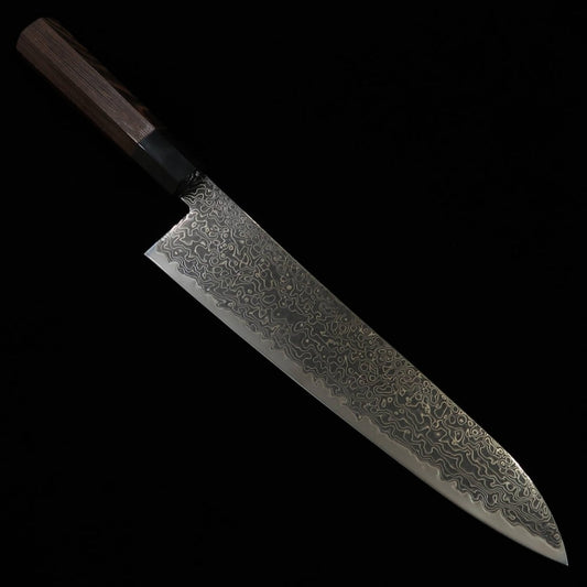 Miura MIURA Gyuto Ryuhyo SG2 Damasco escurecido, cabo octogonal de ébano e búfalo preto (240mm)