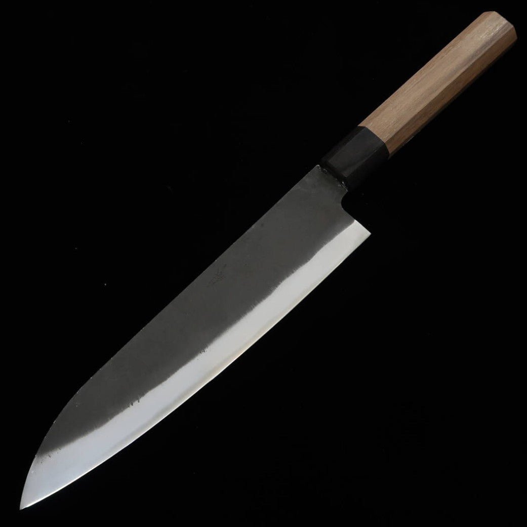 MIURA Gyuto Aogami Nº1, acabamento kuro-uchi, cabo octogonal de nogueira (210mm)