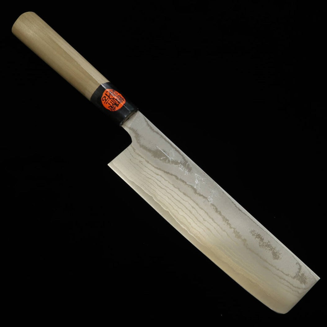 Tanaka Kazuyuki Hamono SHIGEKI TANAKA Nakiri VG10 Damasco, mango de magnolia con virola de búfalo (170 mm)