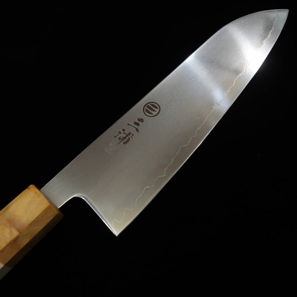 Miura Mitsu Santoku SLD polido, cabo duplo em bordo - amarelo - (170mm)