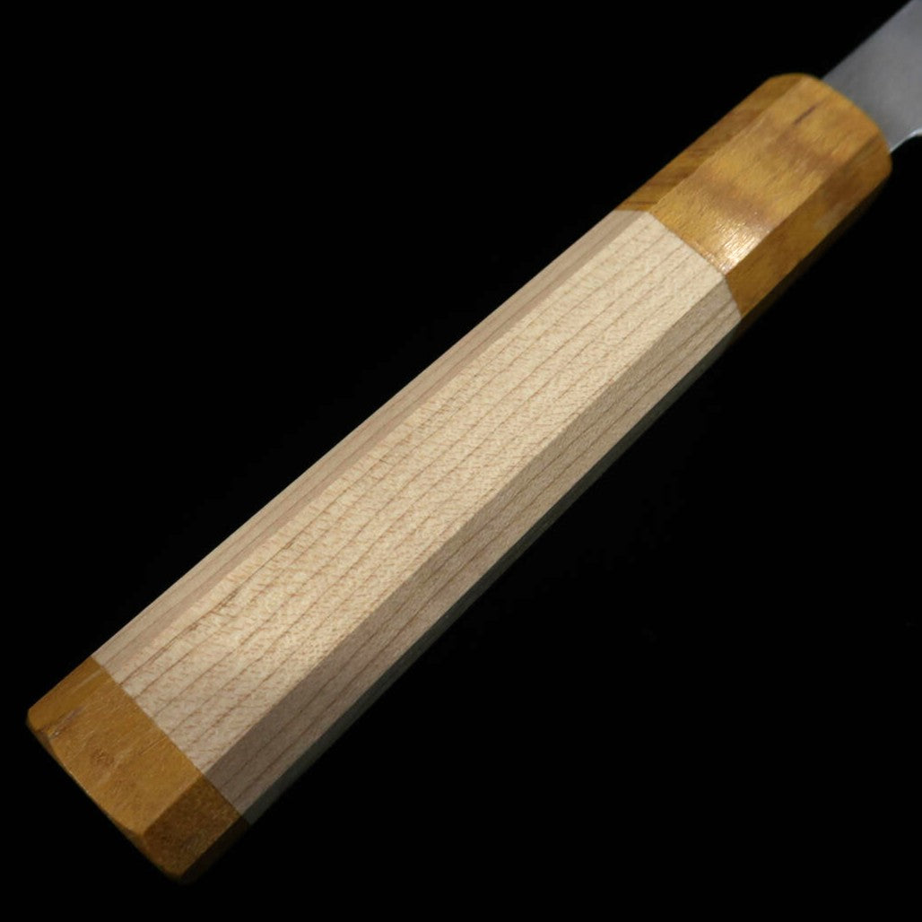 Gyuto MIURA Hikari SLD acabado pulido, mango de arce doble aro -amarillo- (195 mm)