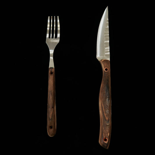 Prometheus Thor cuchillo y tenedor de mesa HS, mango de madera (80 mm)