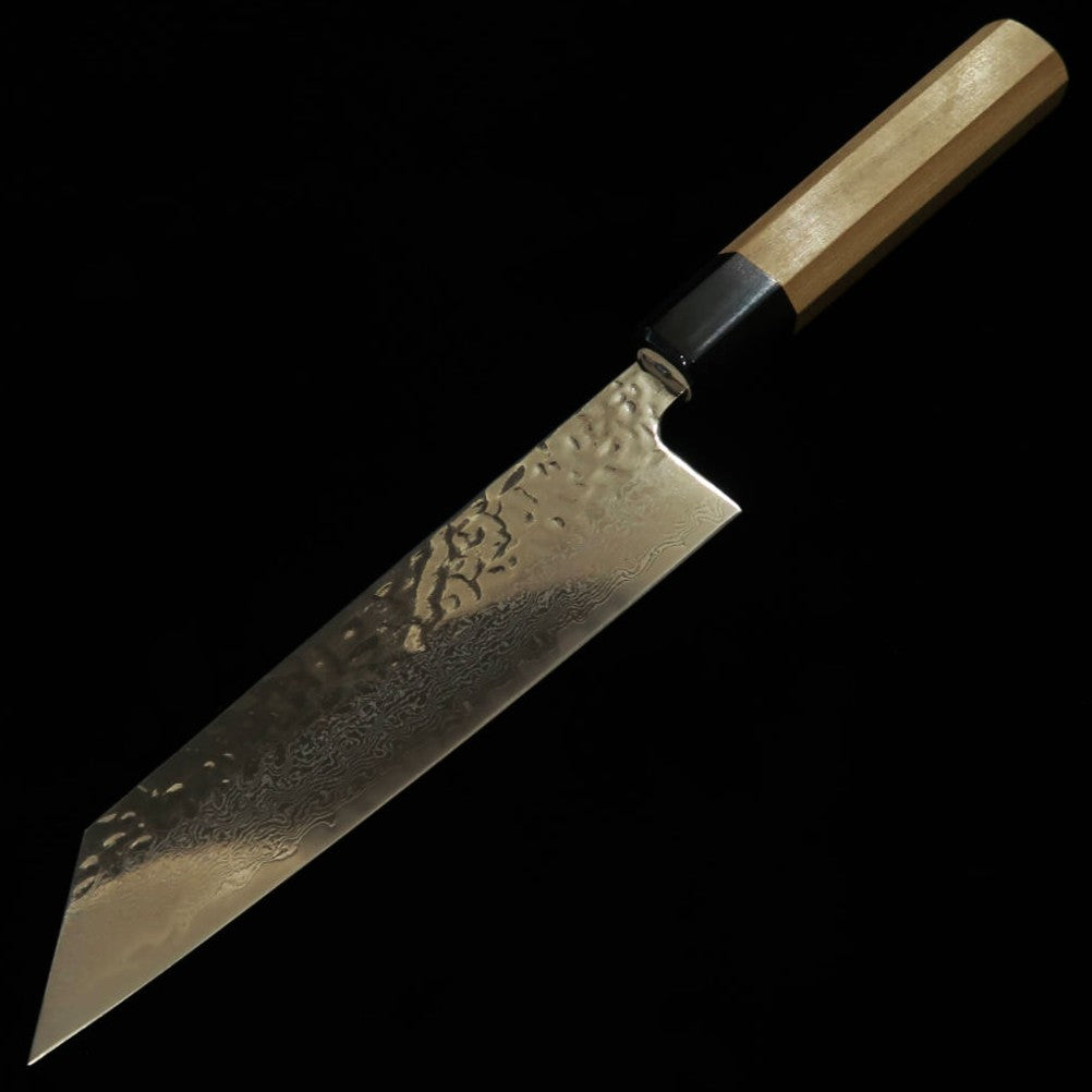 Miura Bunka AUS10 Mirror-Finished Hammered Damascus Knife with Magnolia Octagonal Handle (170mm)