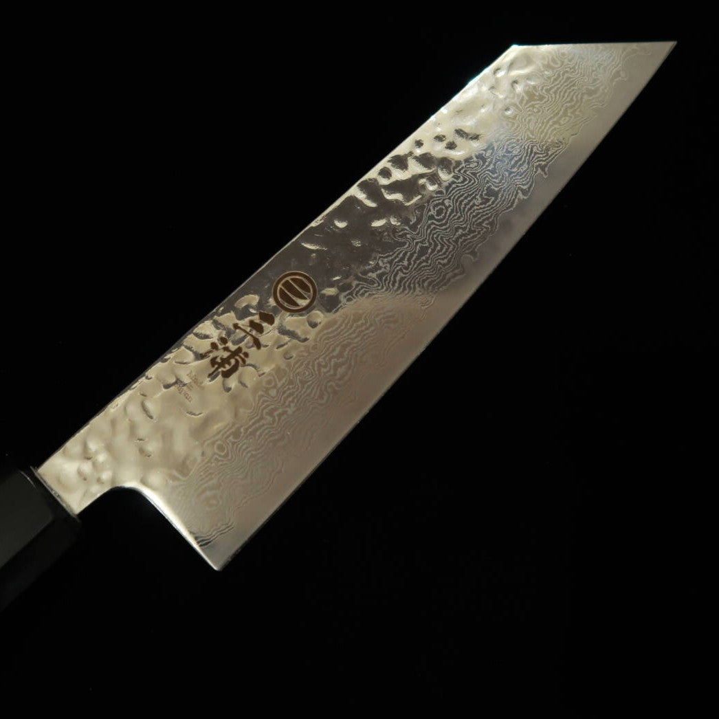 Miura Bunka AUS10 Mirror-Finished Hammered Damascus Knife with Magnolia Octagonal Handle (170mm)