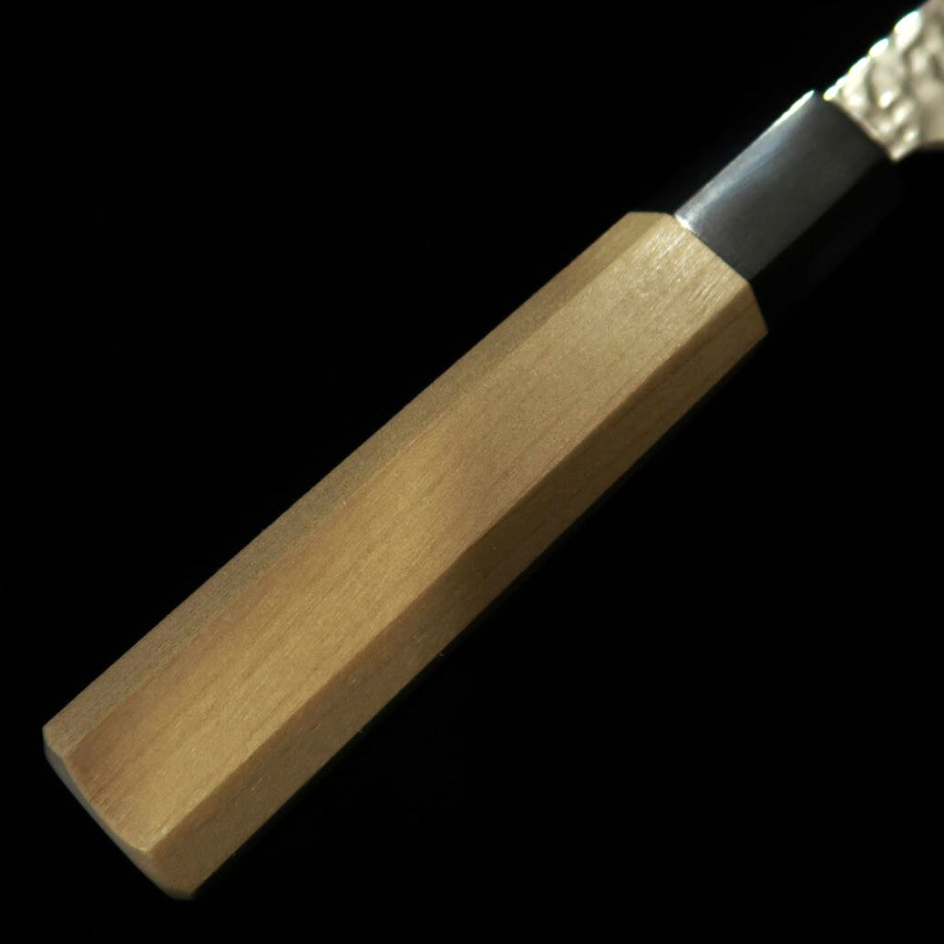 Miura Bunka AUS10 Mirror-Finished Hammered Damascus Knife with Magnolia Octagonal Handle (170mm)