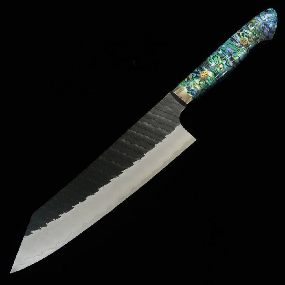 Nigara Cutelaria NIGARA Gyuto Kiritsuke SG2 Acabamento Martelado Preto Cabo de Madrepérola (210mm)