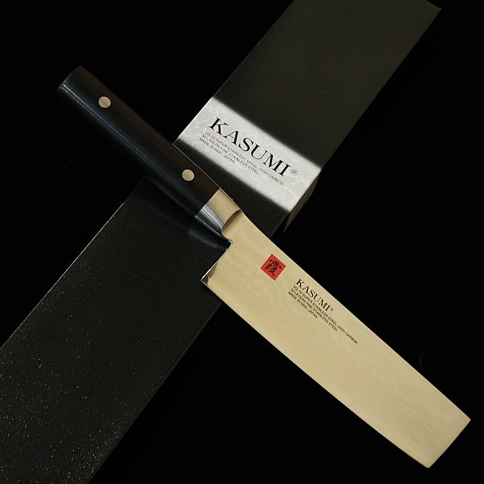 Nakiri SUMIKAMA Kasumi VG-10 damasco, mango de madera contrachapada negra (170mm)