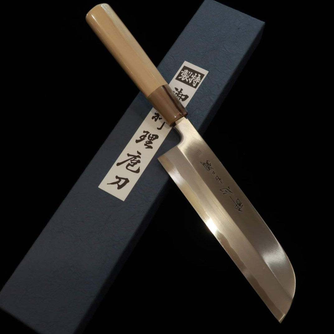 【OUTLET】酔心SUISIN 絆シリーズ 鎌形薄刃 白紙二号 朴栗型柄 (195mm) アイケ有り