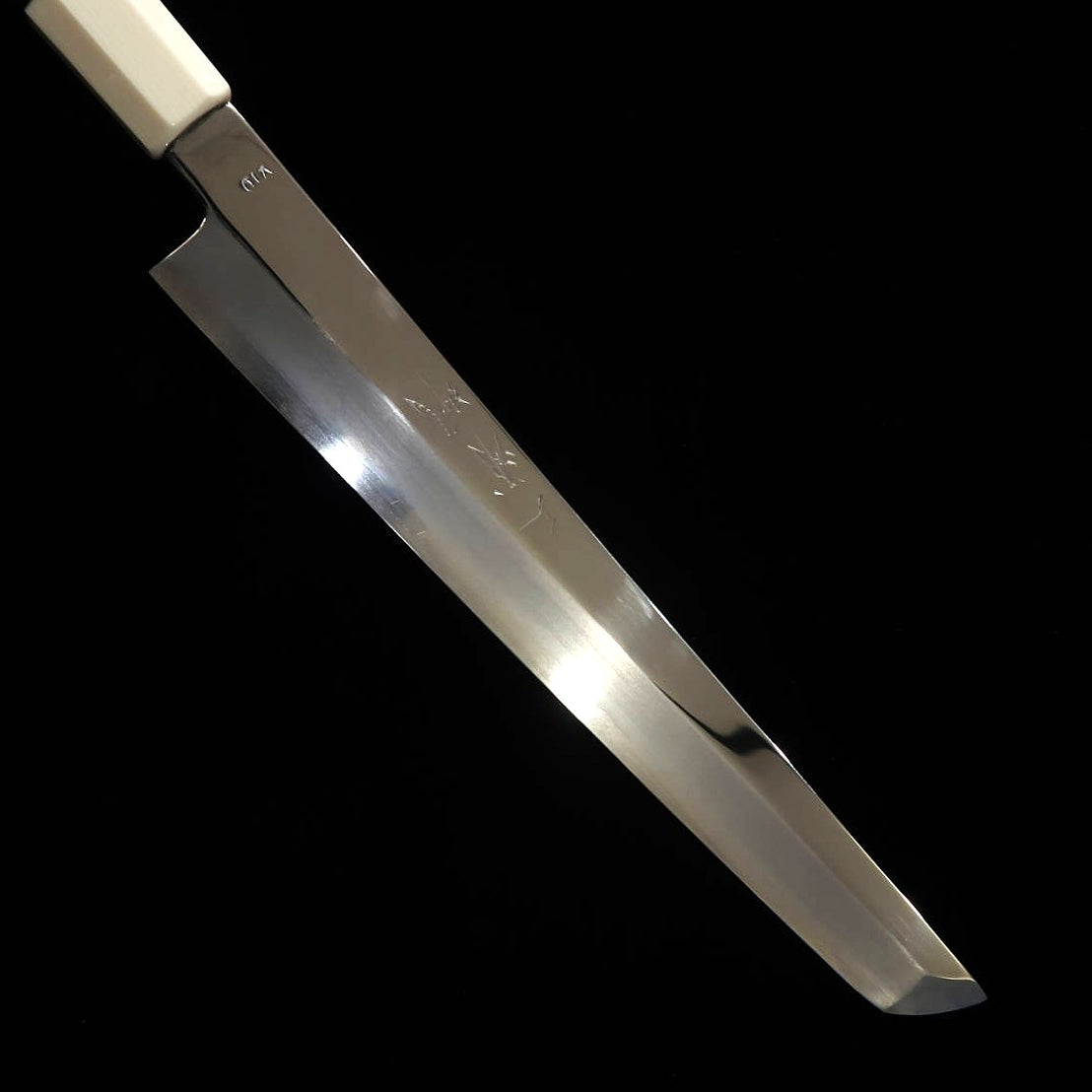 三浦佩 MIURA Obidama 先丸柳刃 VG10 鏡面仕上げ ターコイズハンドル (270mm)
