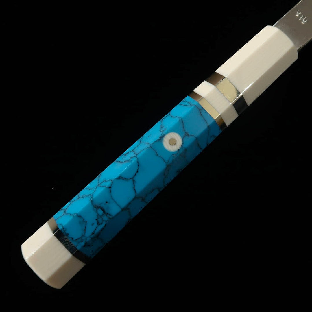 三浦佩 MIURA Obidama 先丸柳刃 VG10 鏡面仕上げ ターコイズハンドル (270mm)
