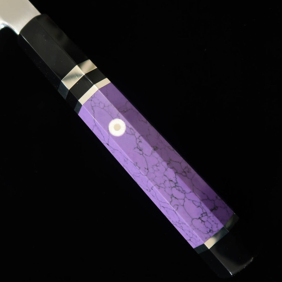Kiritsuke Yanagiba MIURA Obidama Filo unilateral para zurdos, Ginsan no. 3, acabado espejo, mango personalizado -púrpura- (270/300 mm)
