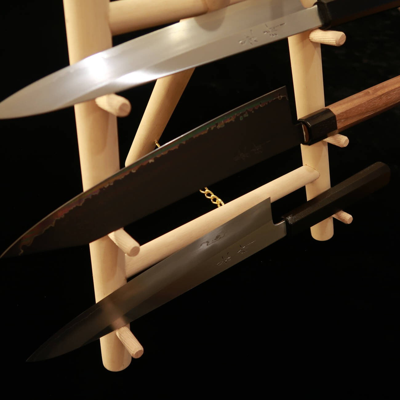 包丁棚 4本掛け 朴製 組み立て式