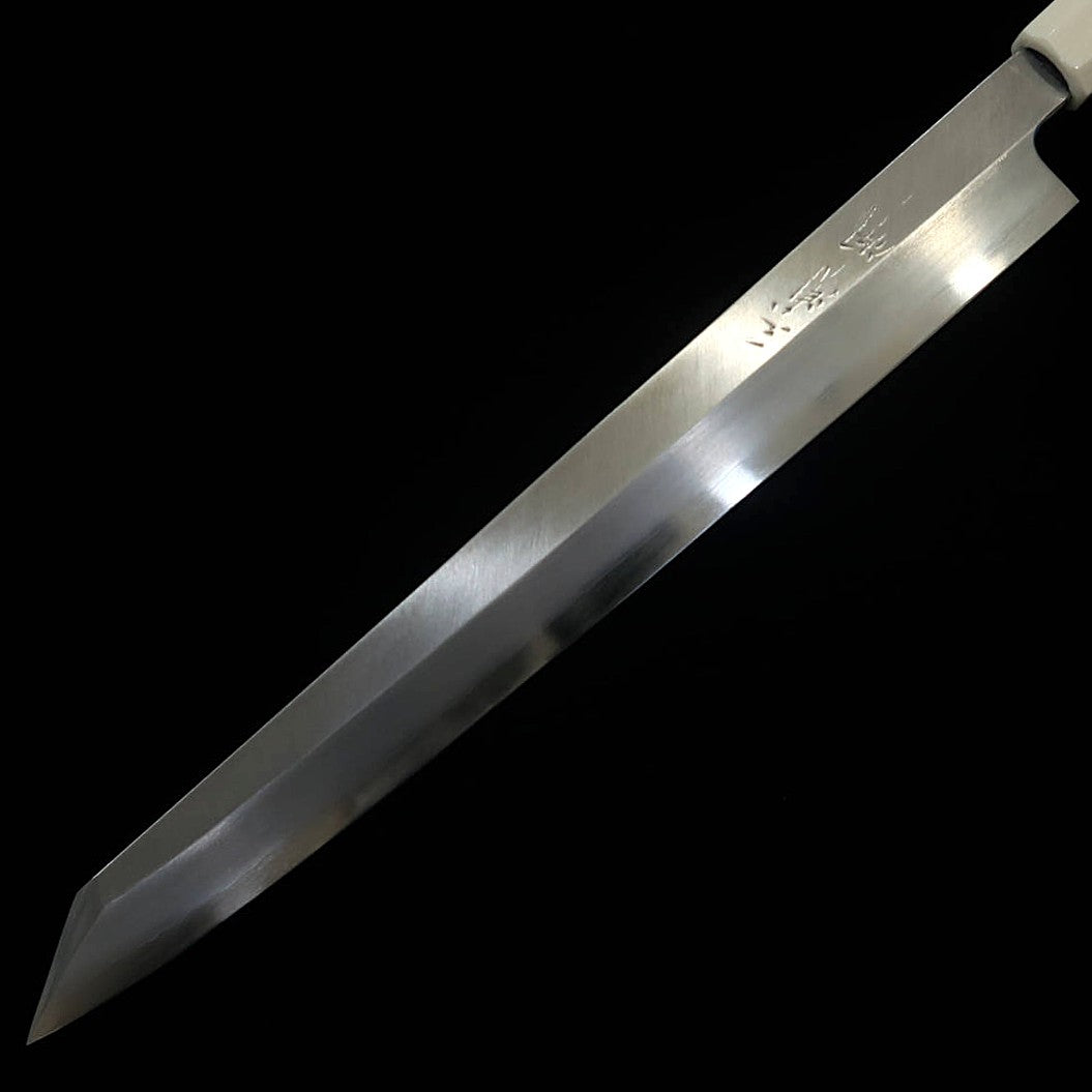 Kiritsuke Yanagiba Para canhotos MIURA Obidama Ginsan Cabo turquesa (300mm)