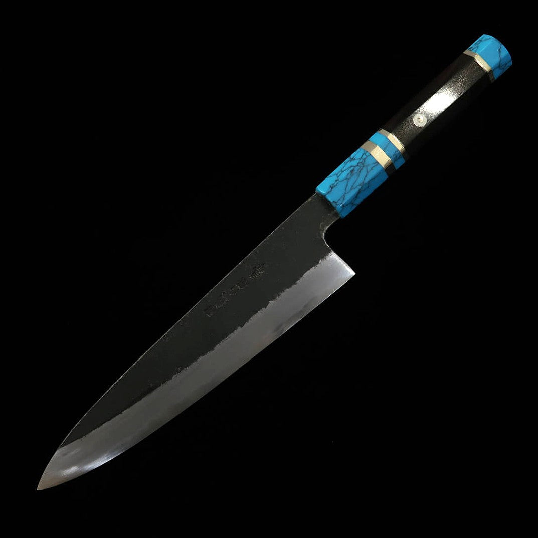 Gyuto MIURA Itadaki Shirogami No. 2 Kurouchi Turquoise handle (210mm)