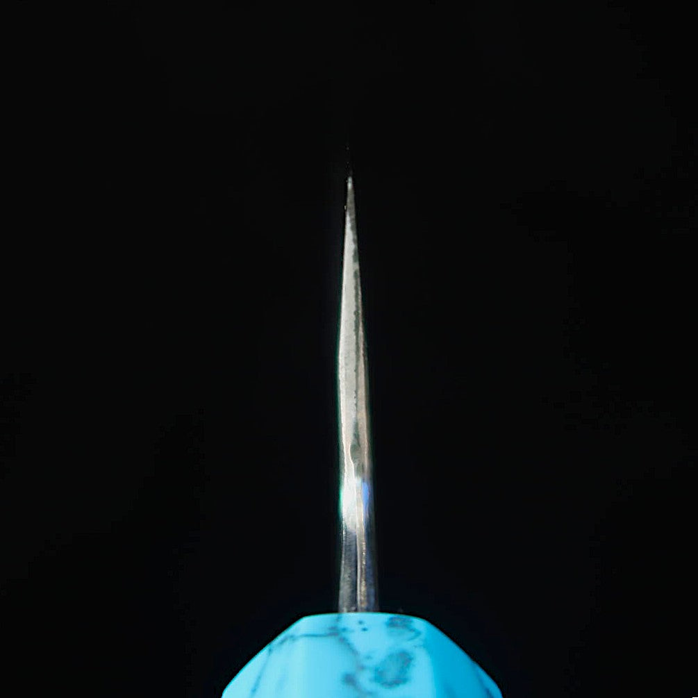 Gyuto MIURA Itadaki Shirogami No. 2 Kurouchi Turquoise handle (210mm)