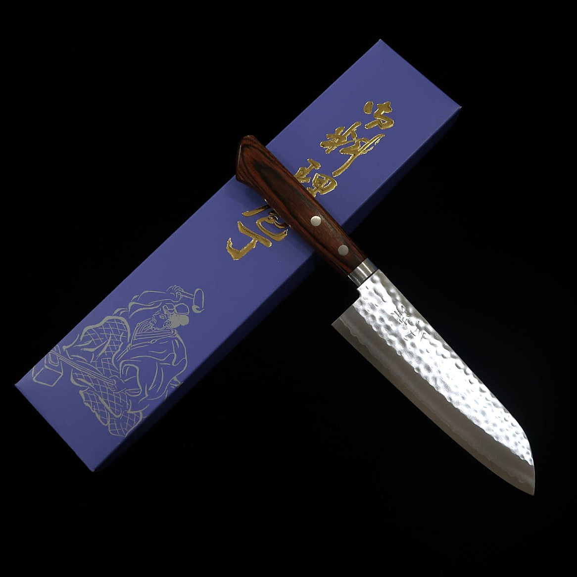 Santoku MIURA V1 D.P Gold Acabado martillado Mango de caoba (170 mm)