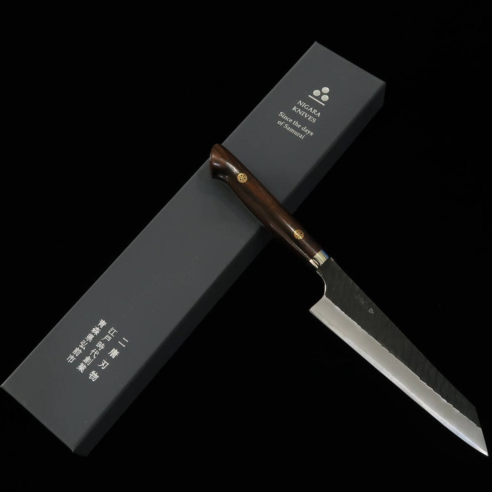 二唐刃物鍛造所 NIGARA 骨スキ SG2 黒打ち 鎚目 アイアンウッドハンドル (170mm)