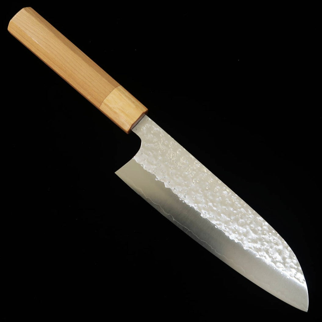 MAKOTO KUROSAKI Sakura Santoku SG2 Martillado Mango octogonal de sakura (165 mm)