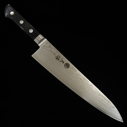 Miura Gyuto VG10 33 couches Damas, manche en contreplaqué noir (210mm)