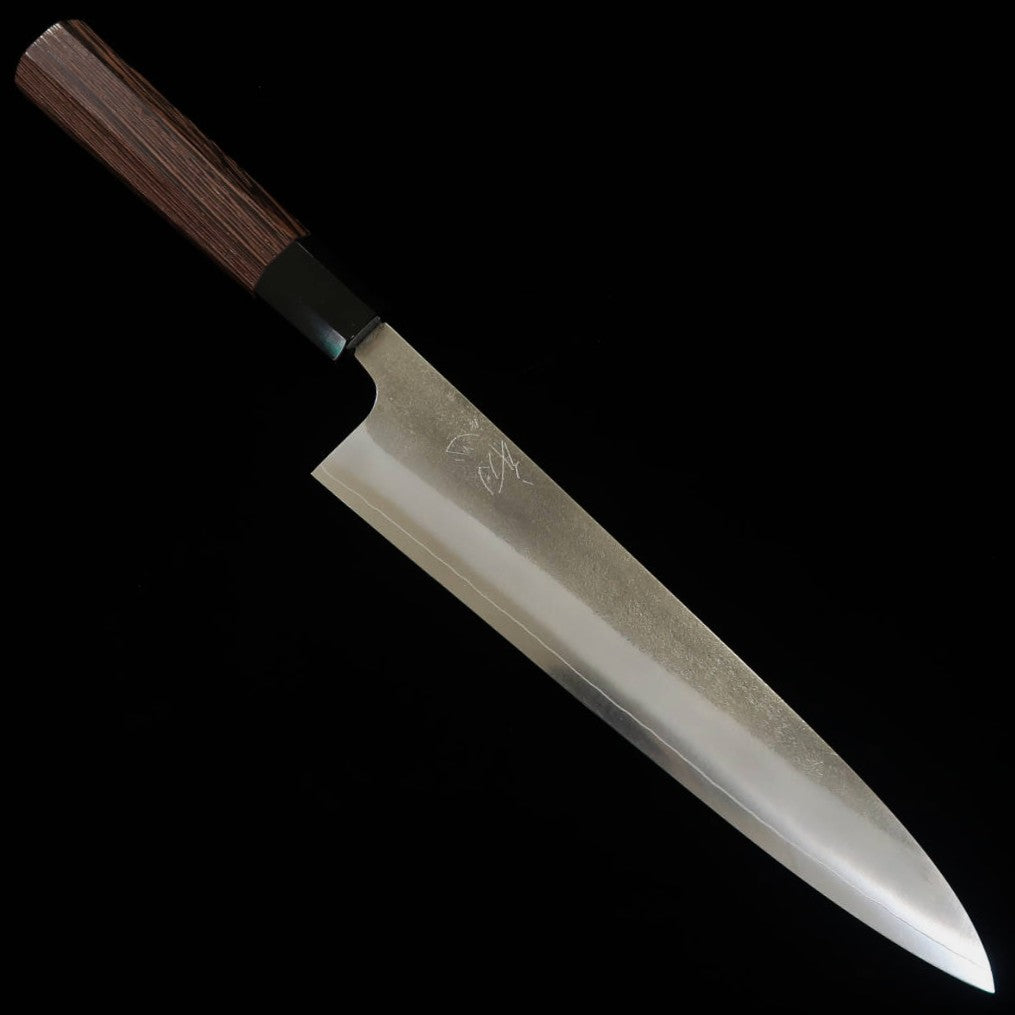Hajime × Yoshikane Gyuto SKD Aço Rápido Acabamento Nashiji Cabo de Búfalo Preto e Wenge (240mm)