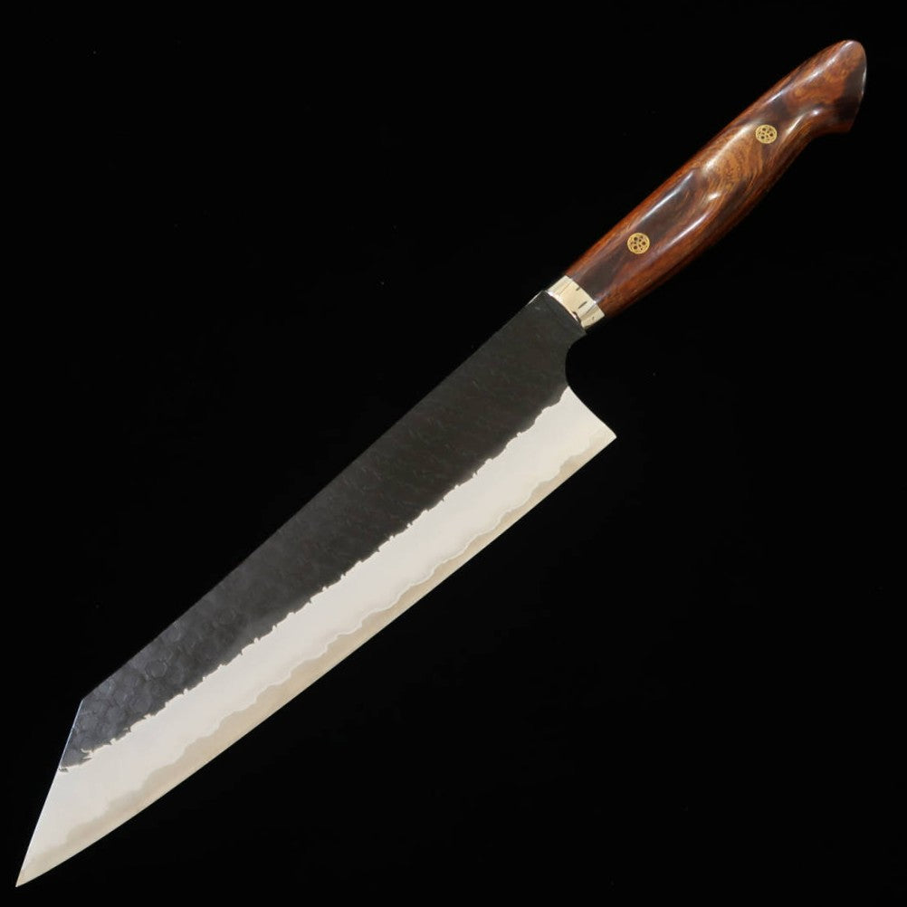 Nigara Forged Cutlery NIGARA Kirituke Gyuto SG2, acabamento preto, martelado, cabo de madeira de ferro (240mm)