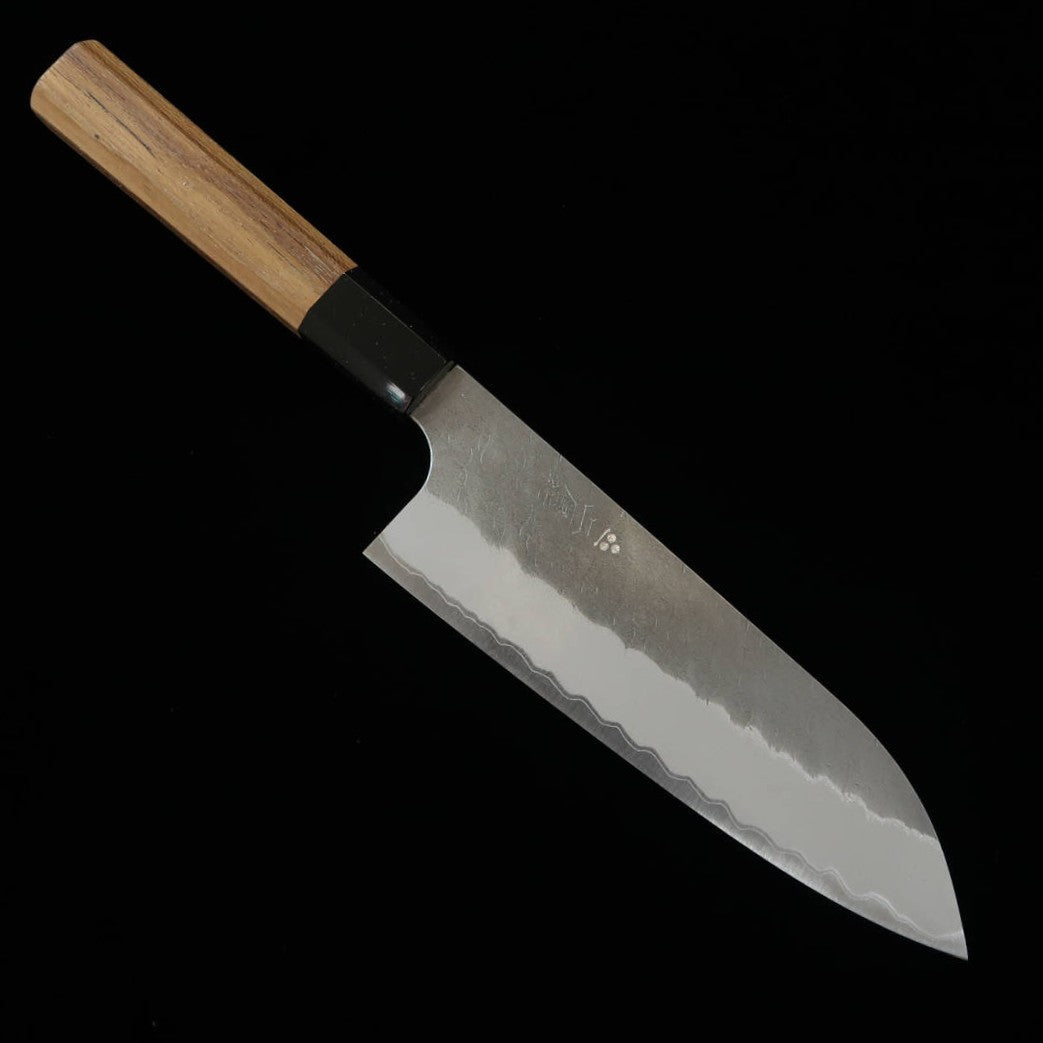 Nigara Cutelaria Aogami Super Kurouchi Santoku, cabo octogonal em teca (180mm)