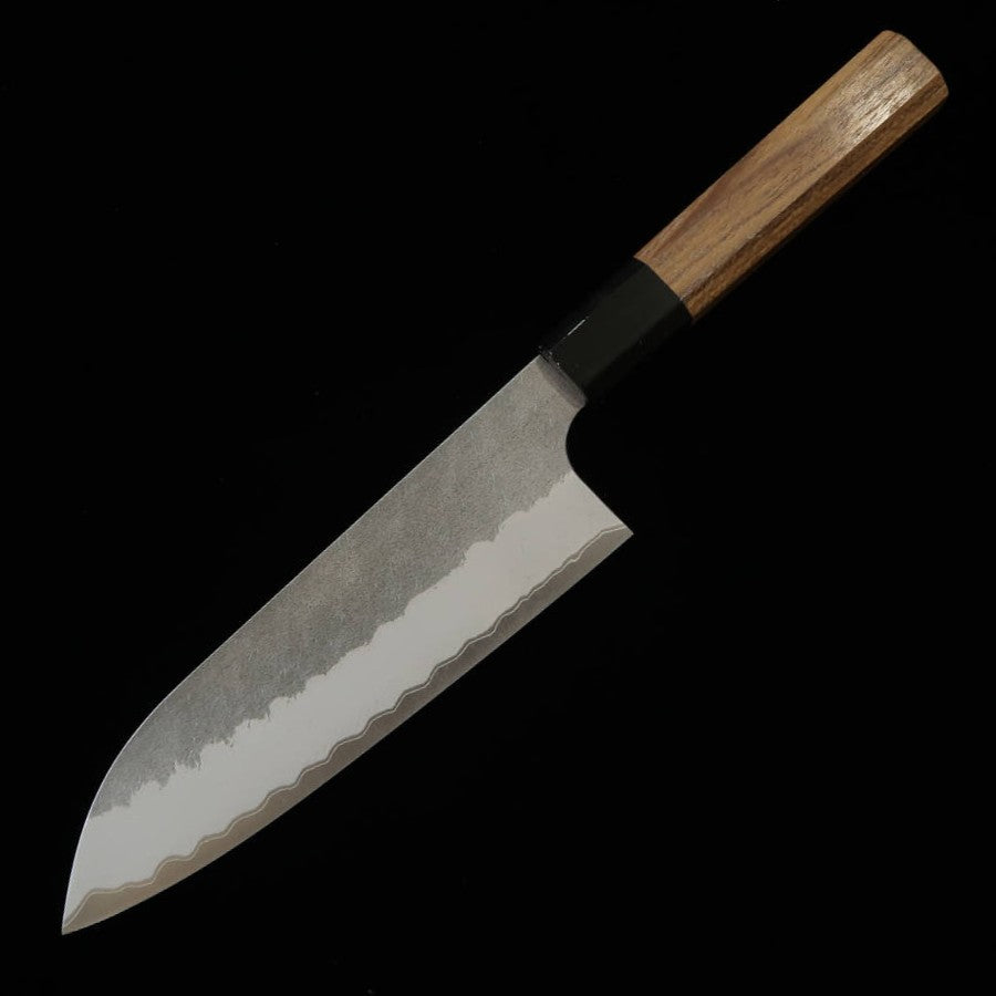 Nigara Cutelaria Aogami Super Kurouchi Santoku, cabo octogonal em teca (180mm)