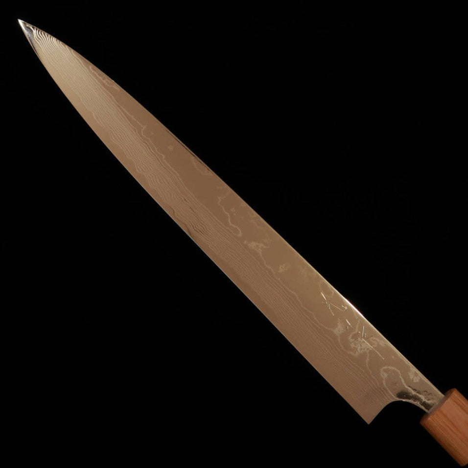 Sujihiki Yuta Katayama Inox VG10 Damasco Acabamento Polido Cabo Rosewood Castanho (240/270mm)