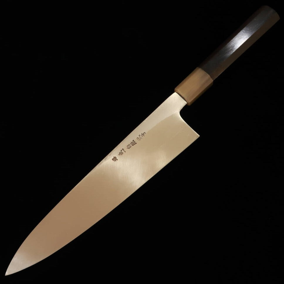 MIURA ITADAKI Gyuto de un solo filo Shirogami No.2 Espejo mango octogonal de ébano (210/240 mm)