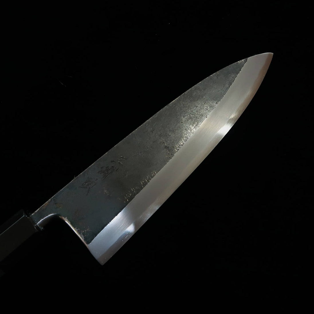 Miura Tadaki Deba Knife, Shirogami No. 2, Black Finish, Ebony and Silver Handle (180mm)