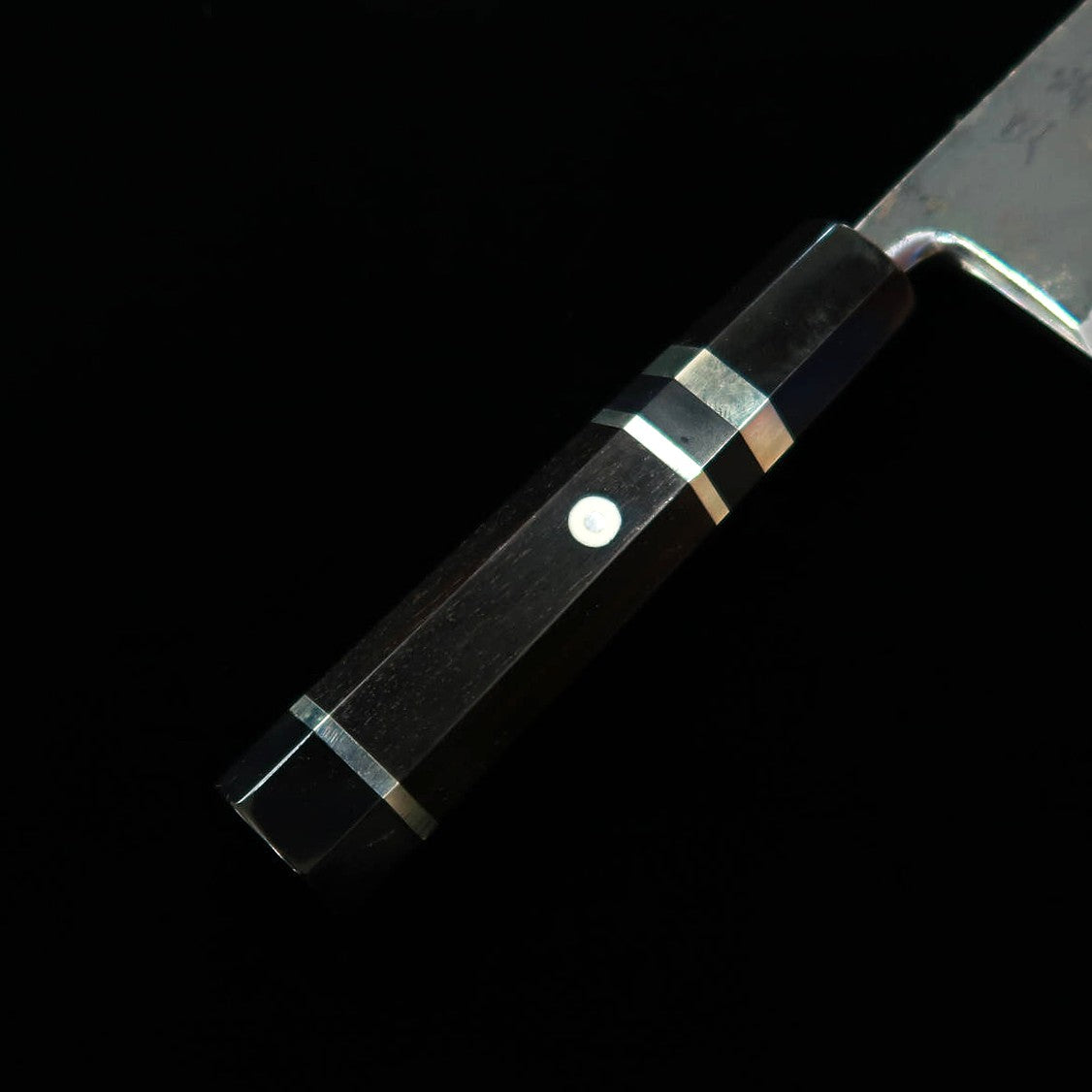 Miura Tadaki Deba Knife, Shirogami No. 2, Black Finish, Ebony and Silver Handle (180mm)