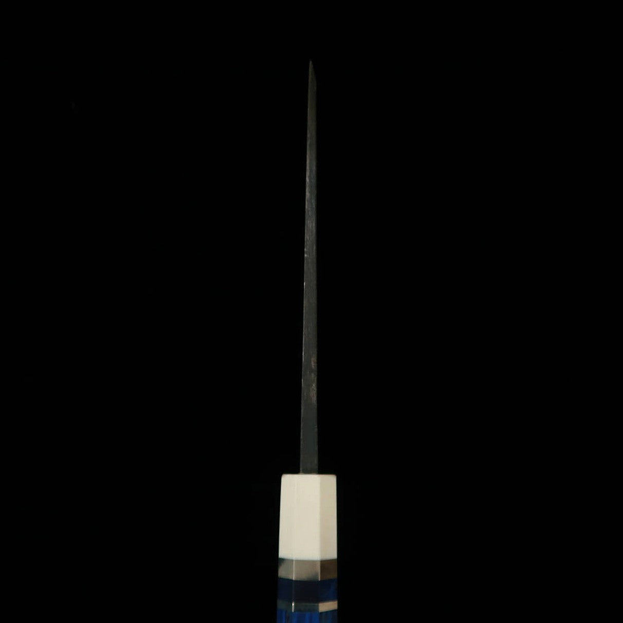 Miura Tadaki Deba Blade, Shirogami No. 2, Black Forged, Stabilized Wood Silver Handle (180mm)