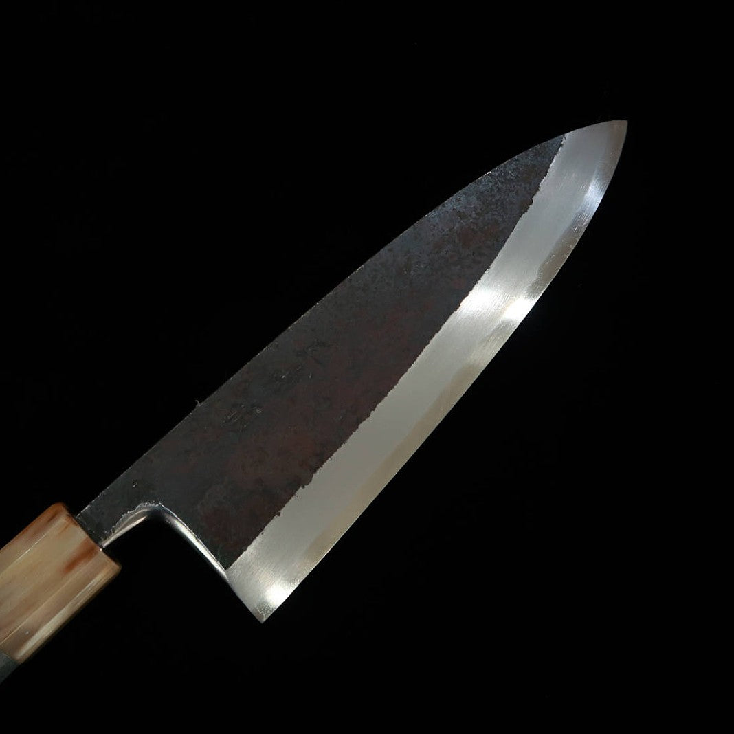Miura Tadaki Deba, Shirogami No. 2, Black Forged, Ebony and Silver Handle (165mm)