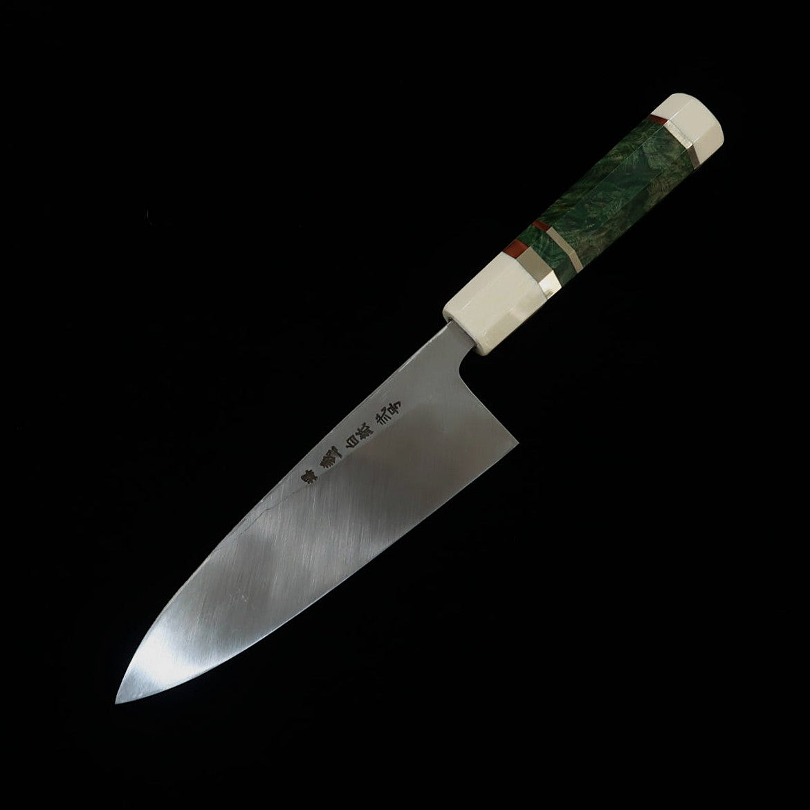 Miura Tadaki Deba, Shirogami No. 2, Black Forged, Stabilized Wood Silver Handle (165mm)
