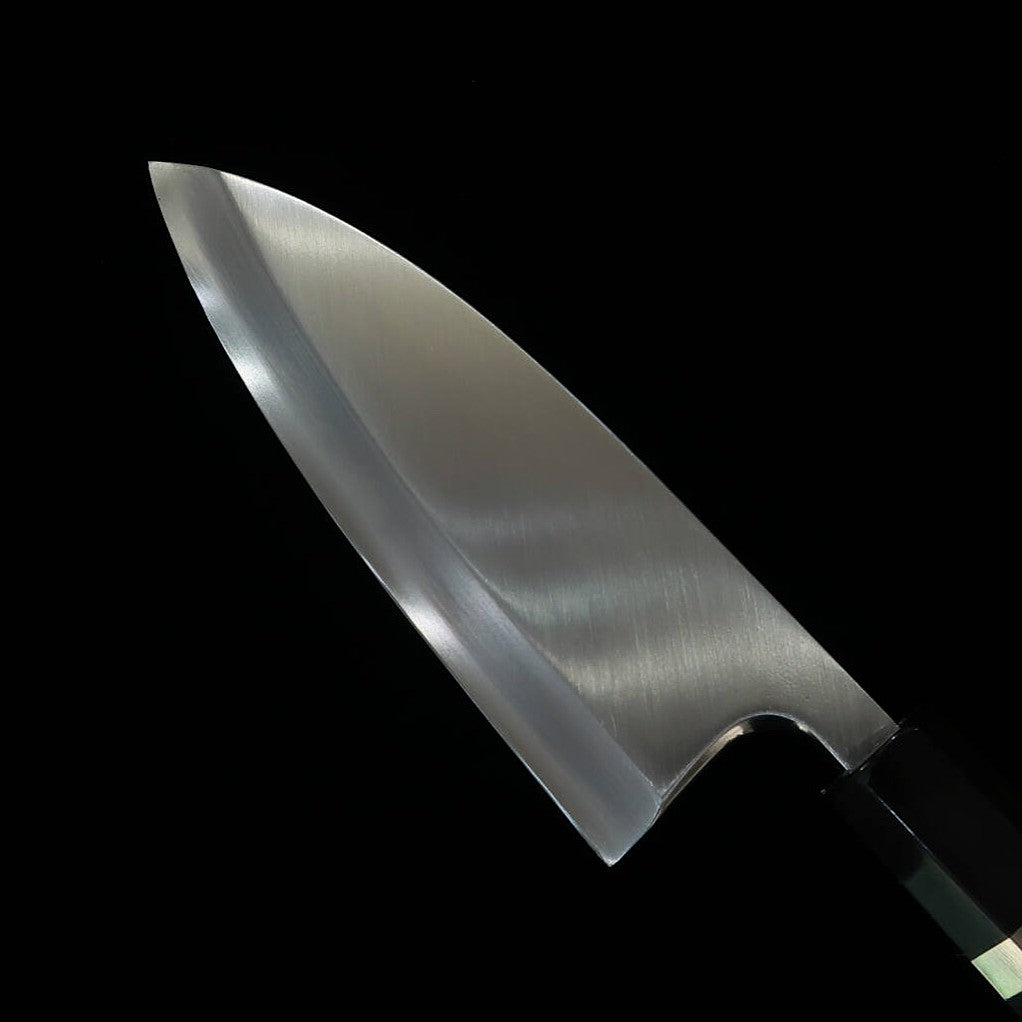 Miura Deba, Left-Handed, Ginsan, Wood Finish, Ebony with Silver Handle (150mm)
