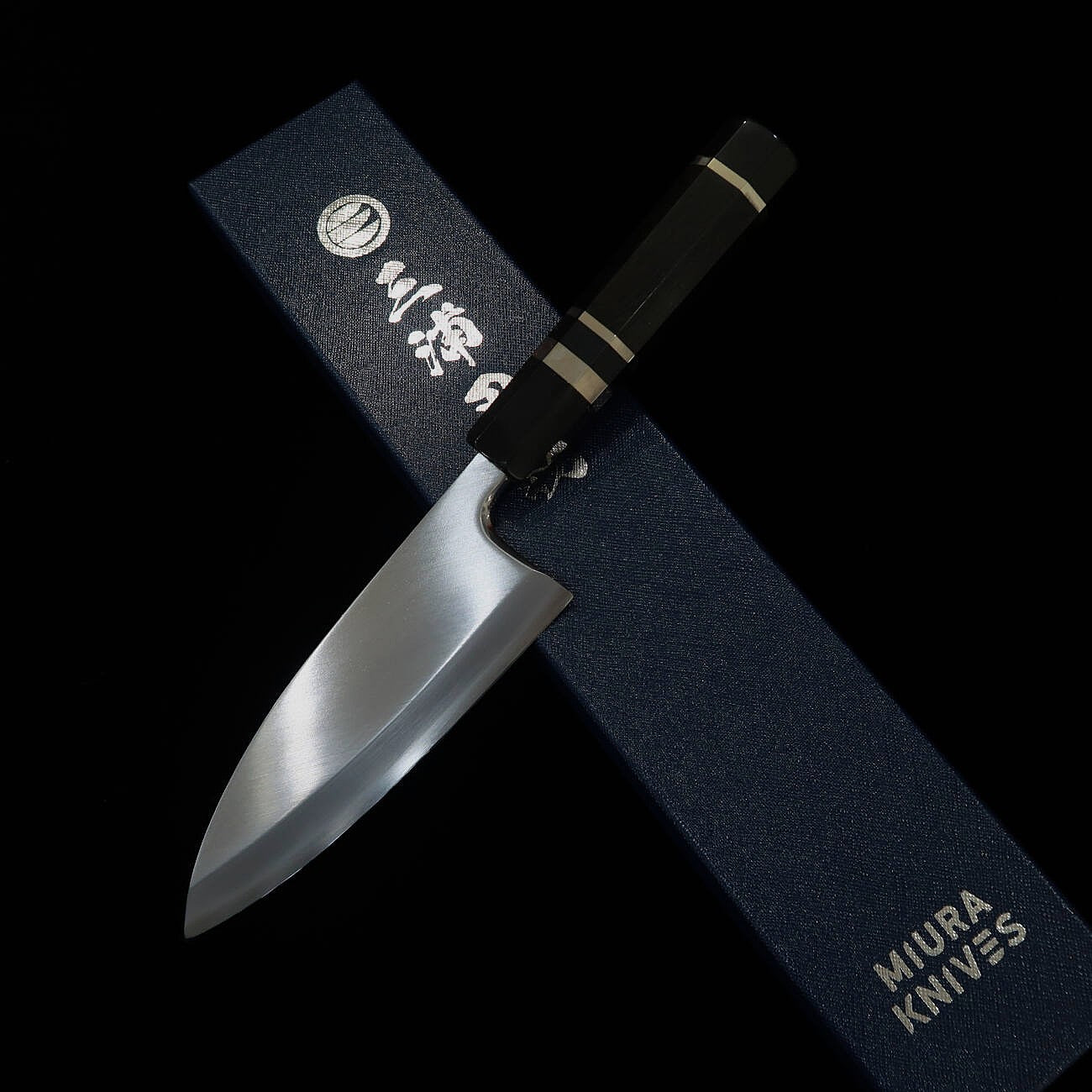 Miura Deba, Left-Handed, Ginsan, Wood Finish, Ebony with Silver Handle (150mm)