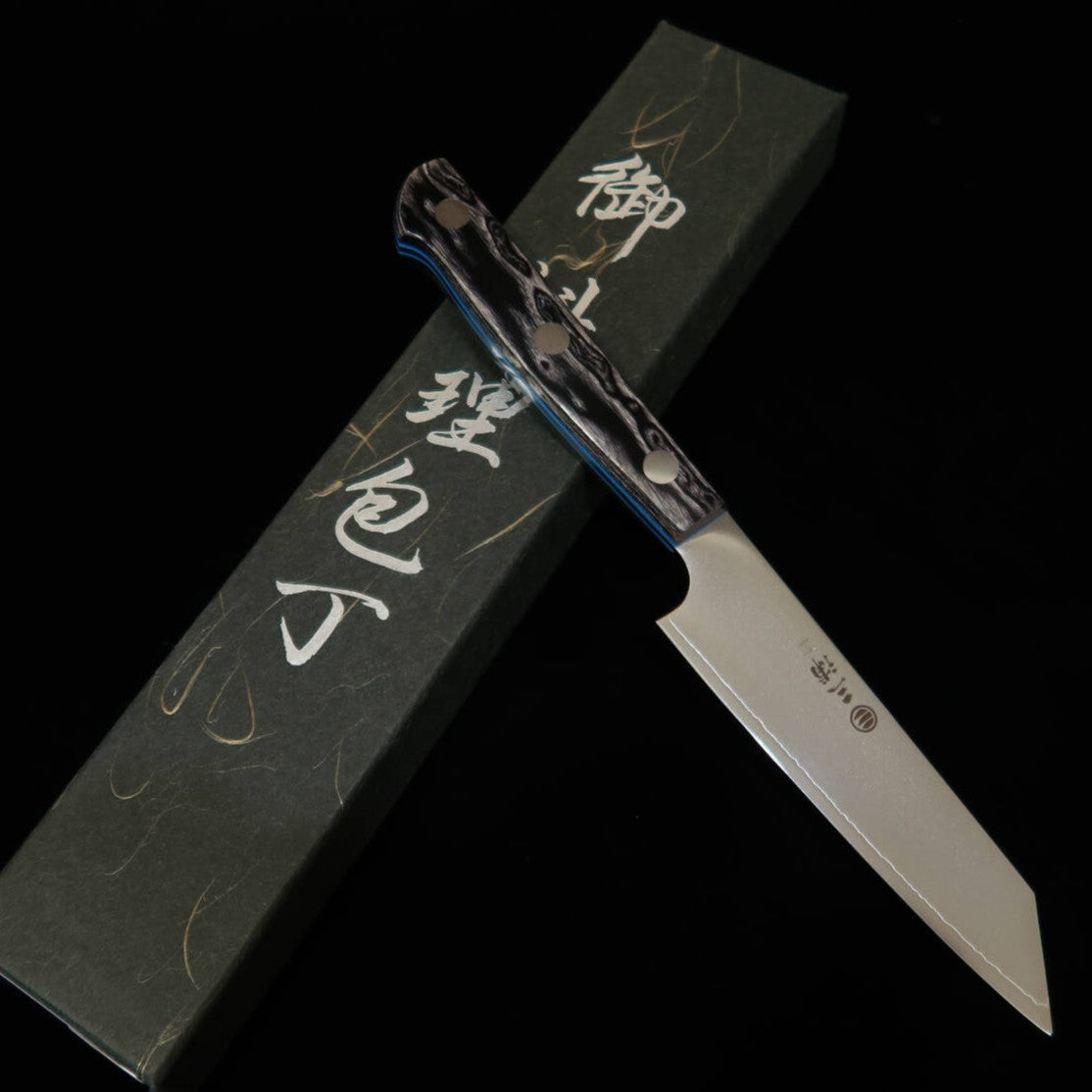 三浦MIURA 切付ペティ SLD 黒合板柄 カラーライン(120mm)