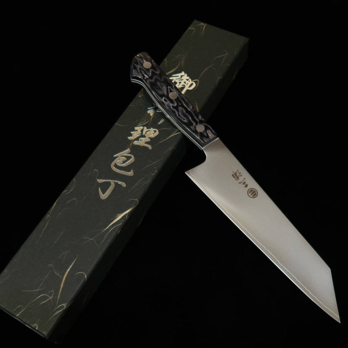 三浦MIURA 切付三徳 SLD 黒合板柄 カラーライン(180mm)