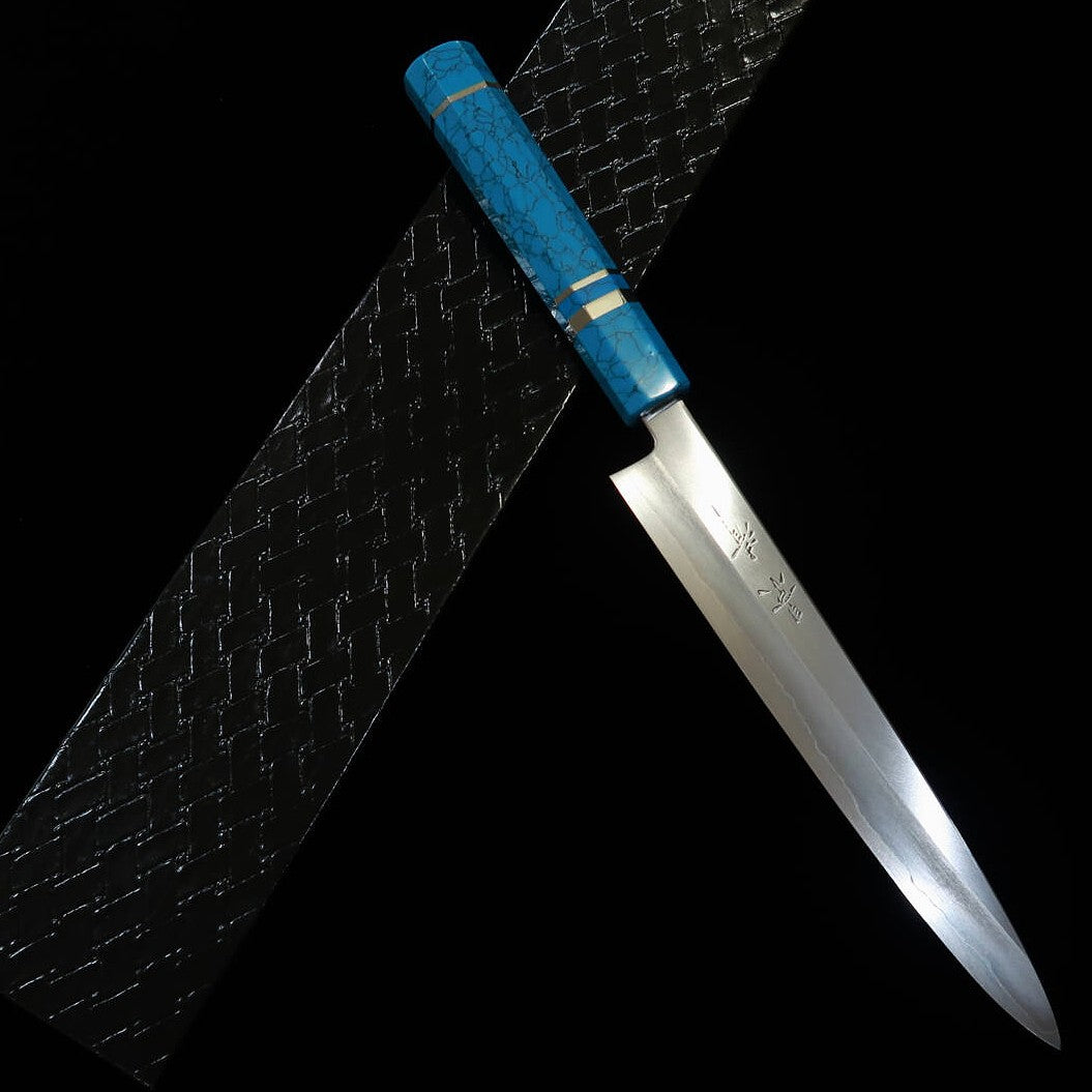 KAGEKIYO Japanese Petty Knife, Ginsan, Turquoise Handle (210mm)