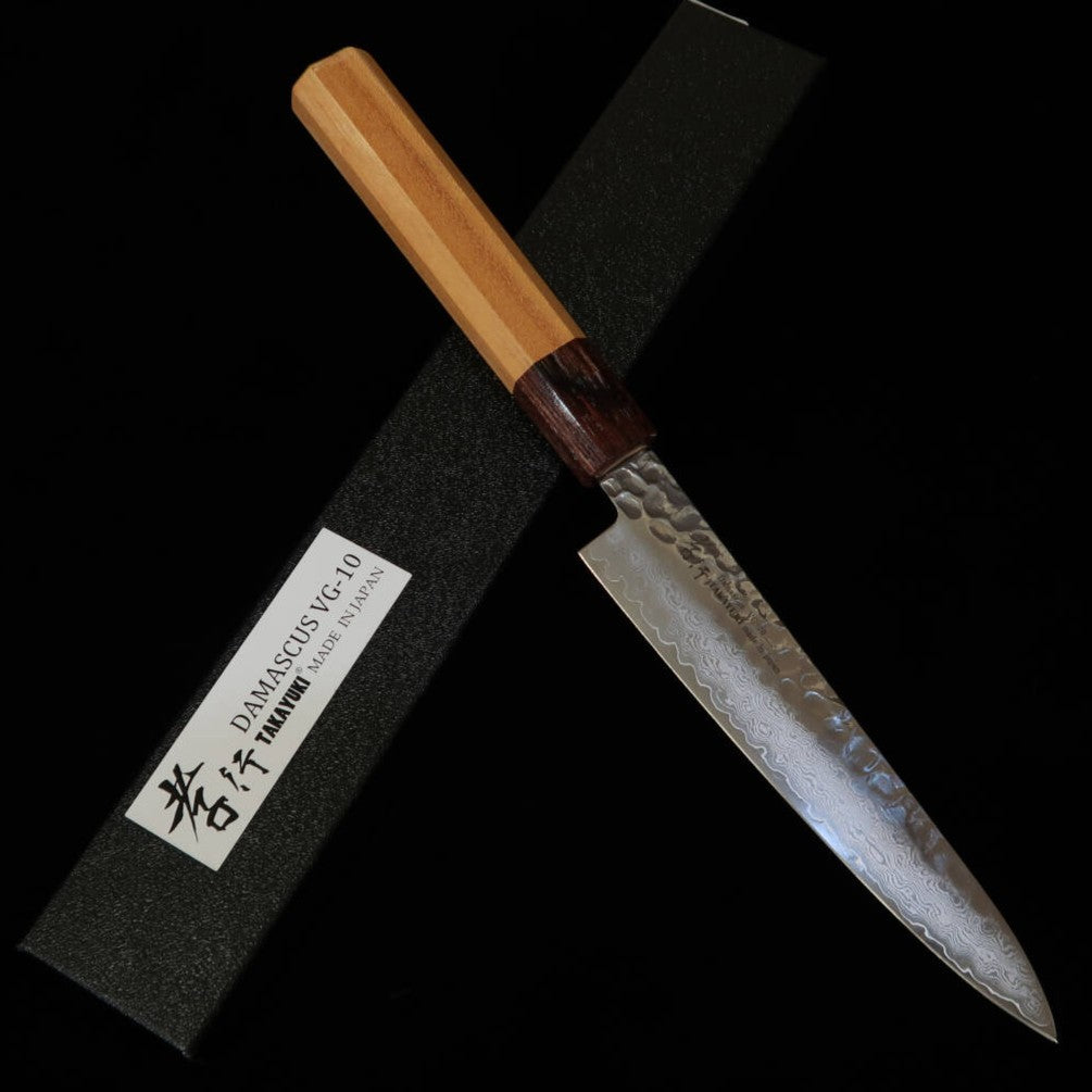 SakaiTakayuki 堺孝行, petty VG10, damasco de 33 capas, mango octogonal de olmo japonés (keyaki) (150 mm)